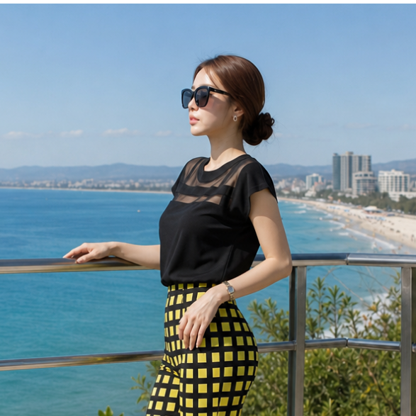 Blusa Tipo Tulle Negra y Transparente para Mujer - Top de Verano