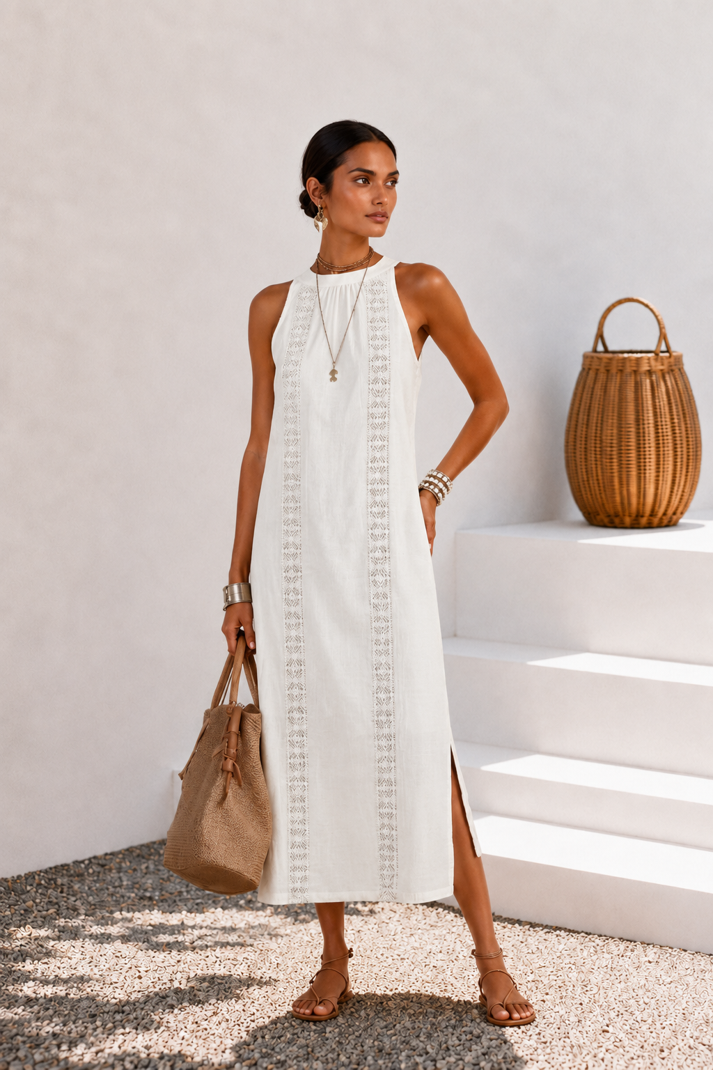 Marina | Conjunto mujer top y falda tejido crochet blanco