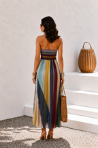Aurora | Vestido mujer strapless plisado multicolor