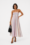 Valentina | Vestido mujer strapless plisado multicolor