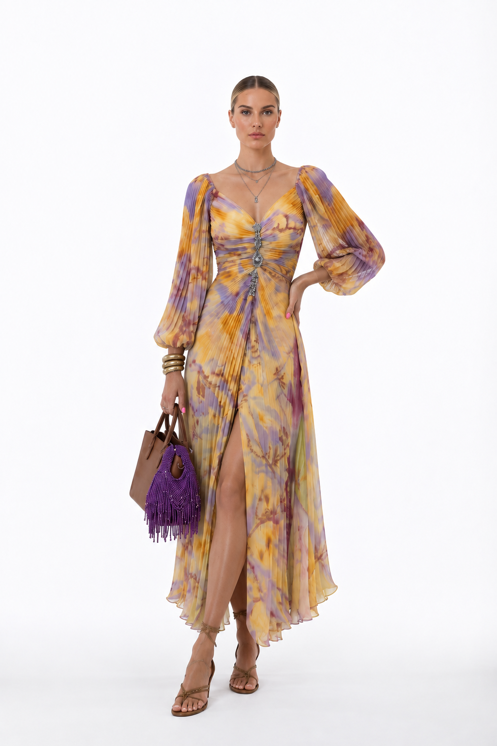Lola | Vestido Largo Floral con Escote Profundo