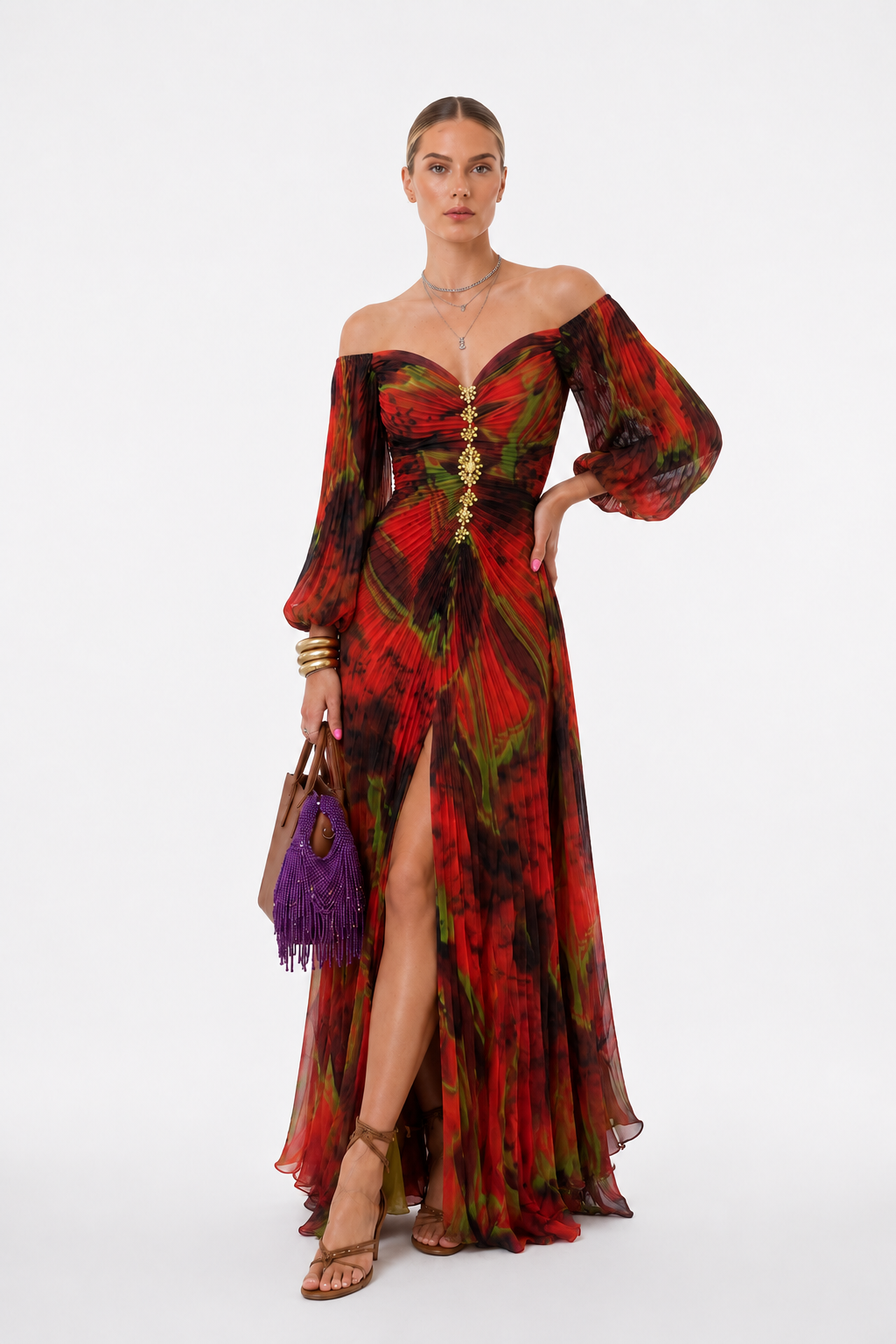Lola | Vestido Largo Floral con Escote Profundo