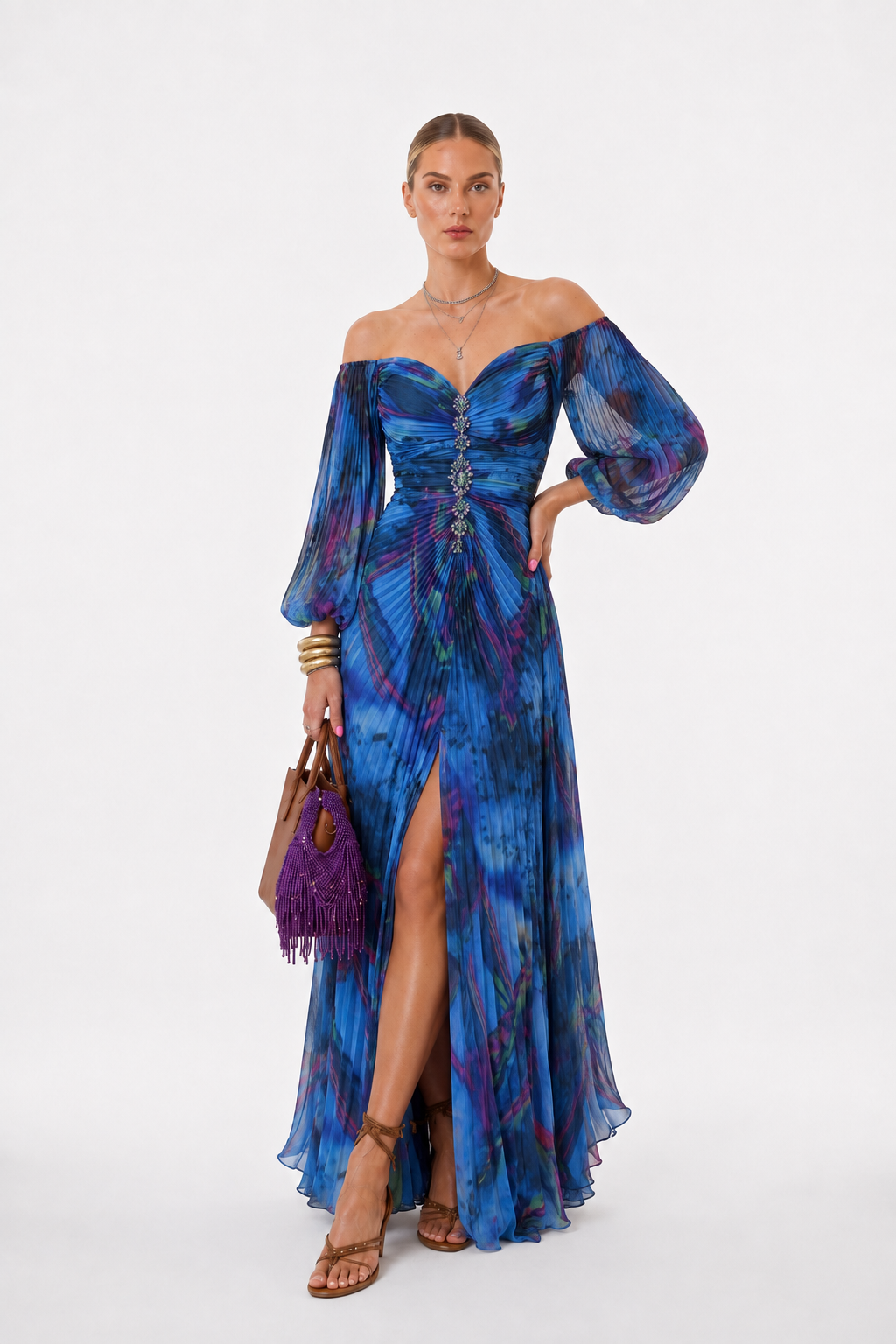 Lola | Vestido Largo Floral con Escote Profundo