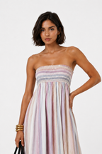 Valentina | Vestido mujer strapless plisado multicolor