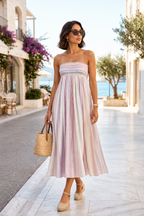 Valentina | Vestido mujer strapless plisado multicolor