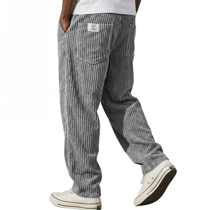 Hugo - Pantalón de pana gruesa con corte recto y cintura elástica