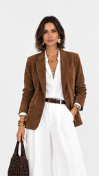 Inés | Blazer effetto scamosciato testurizzato con revers classici