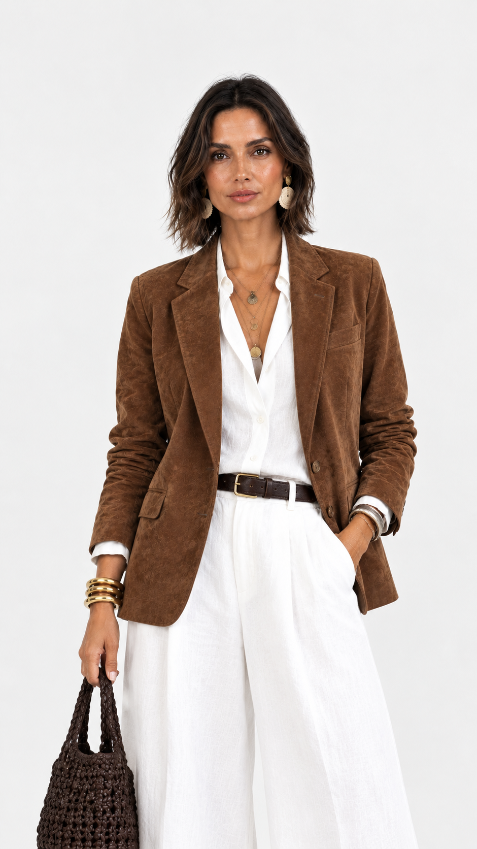 Inés | Blazer effetto scamosciato testurizzato con revers classici