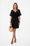 Nina | Vestido Corto Negro con Mangas de Malla y Cintura Elástica