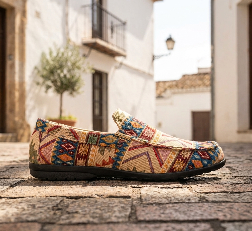 Diego | Mocasin hombre tejido étnico multicolor