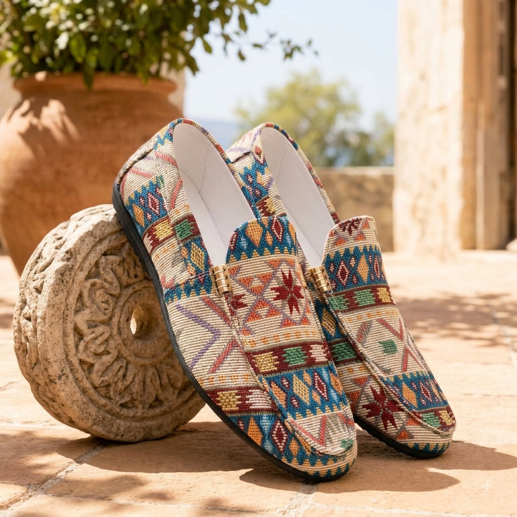 Diego | Mocasin hombre tejido étnico multicolor