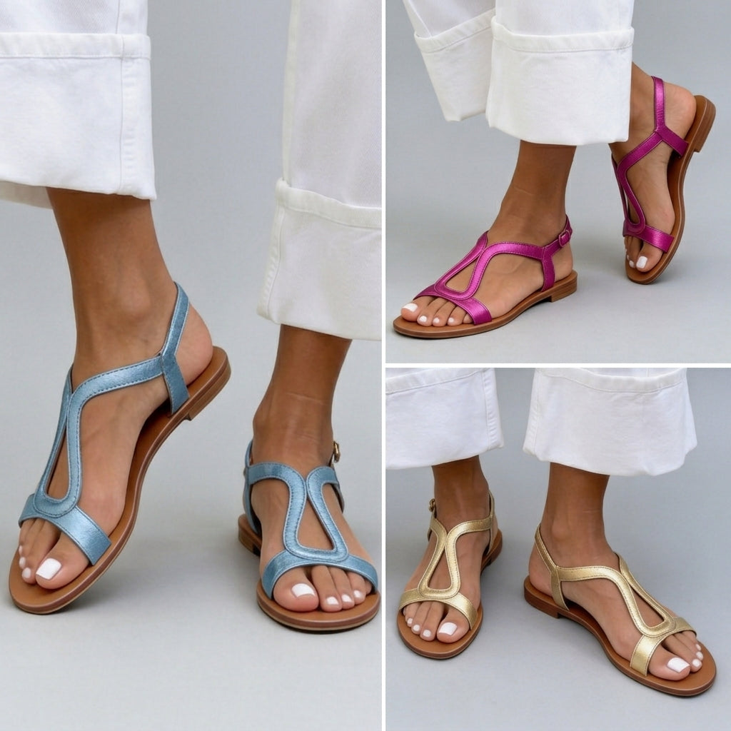 Coral | Sandalia mujer plana tiras