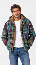 Tomás | Giacca patchwork a quadri con cappuccio e fodera trapuntata