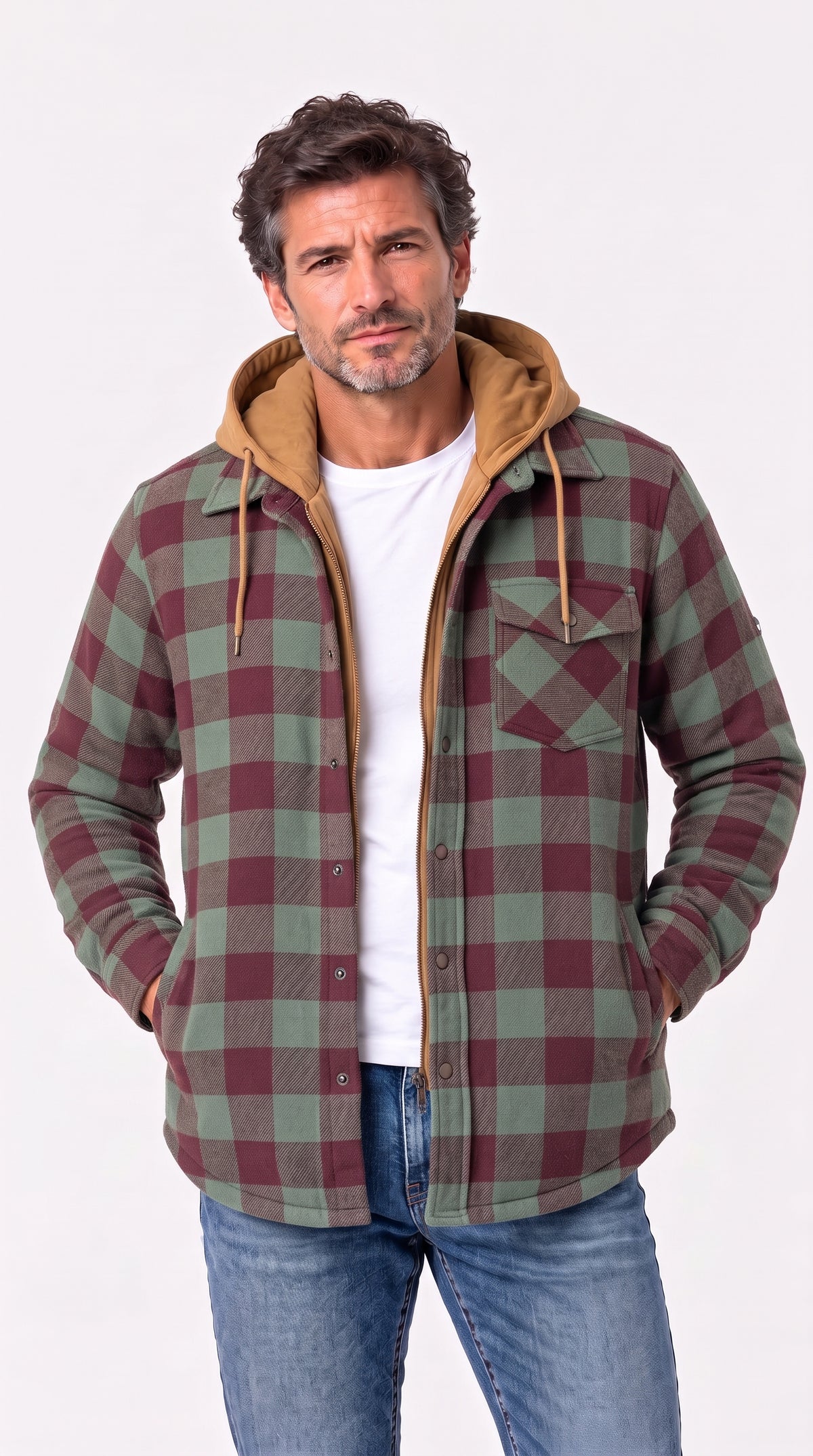 Tomás | Chaqueta patchwork de cuadros con capucha y forro acolchado